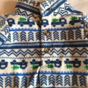 Baby boy one piece footless fleece romper